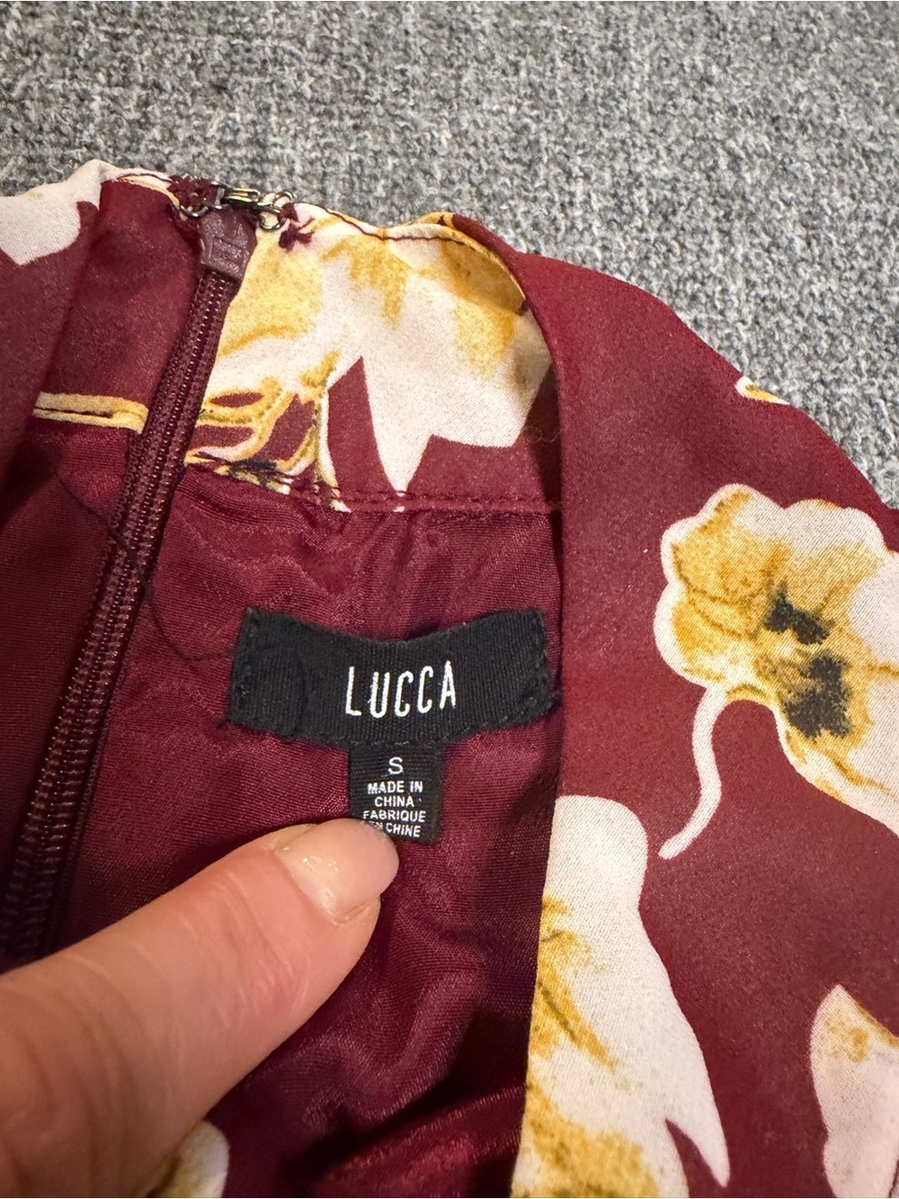 🌼LUCCA Floral Keyhole Long-Sleeve Dress Burgundy & Yellow Tones - Picture 13 of 16